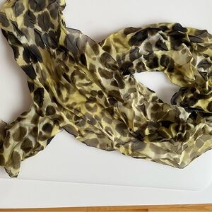 Nordstrom Olive and Black Leopard Print Sheer Scarf